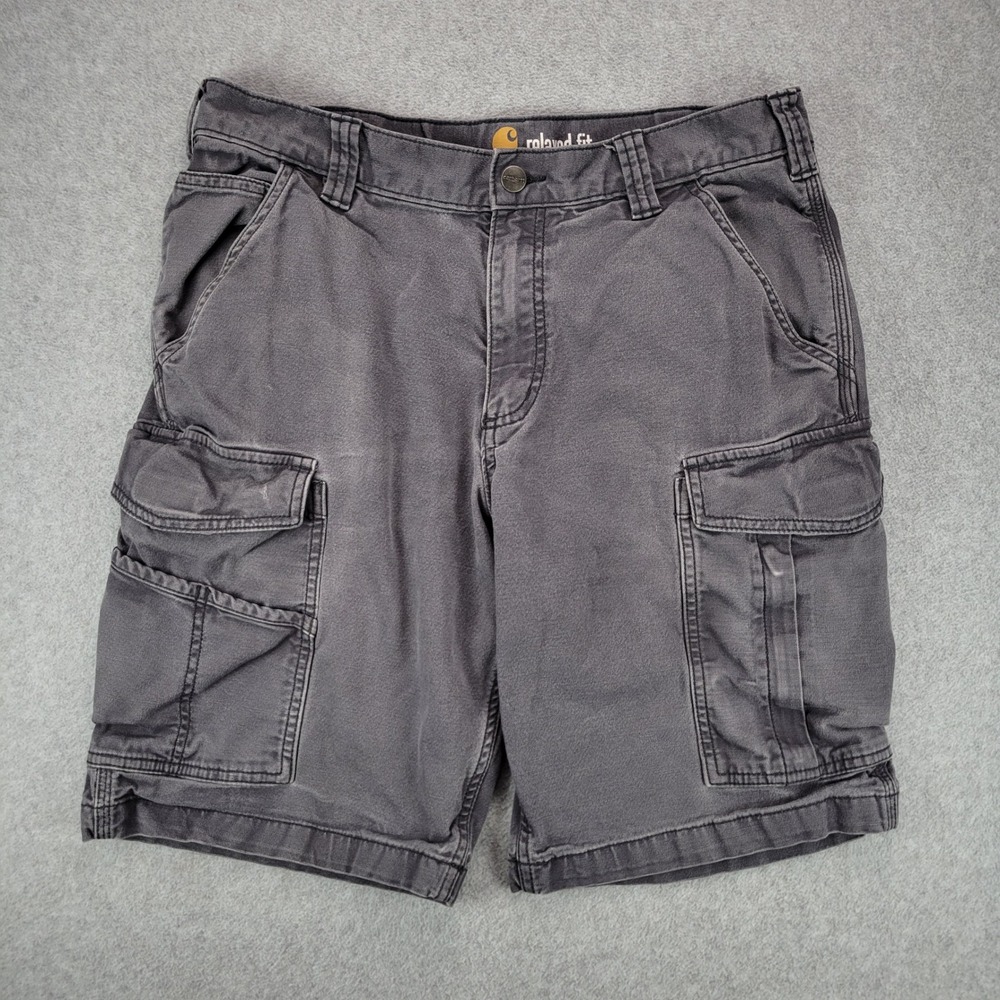 Carhartt Cargo Shorts Mens 33 Grey Relaxed Fit Canvas Workwear Utility